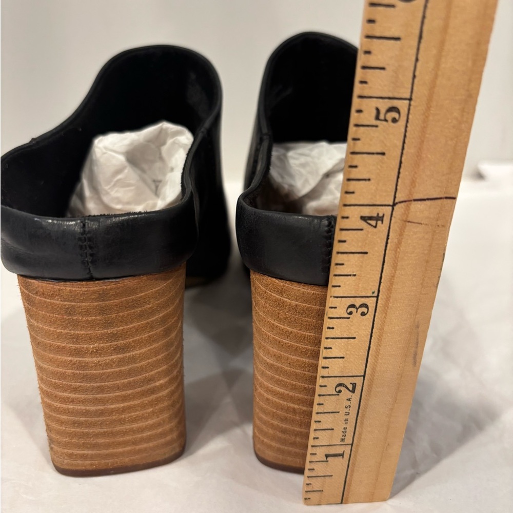 Born Black Leather Women's Mules with Wooden Heel - Picture 4 of 8